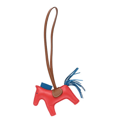 Hermes Milo Lambskin Grigri Rodeo Horse Bag Charm PM Rose Texas Bleu Zanzibar Gold 1 of 4