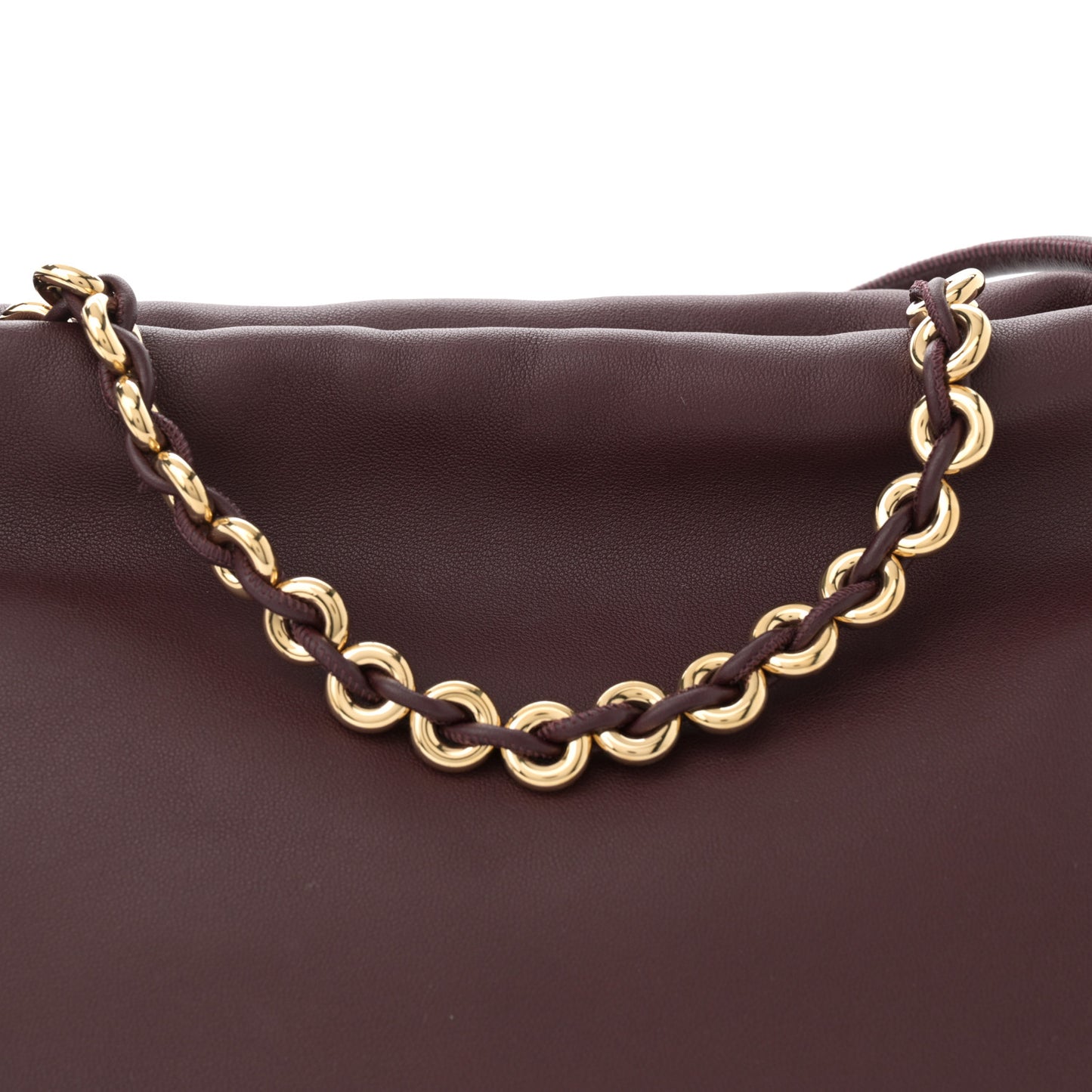 Mellow Nappa Medium Donut Chain Flamenco Knot Clutch Dark Burgundy