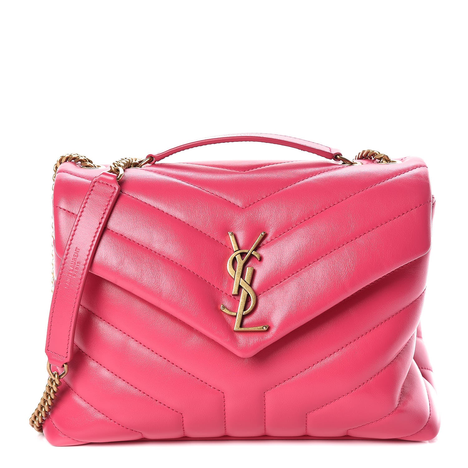 Saint Laurent Calfskin Y Quilted Monogram Small Loulou Chain Satchel Fresh Fuchsia 1 of 8