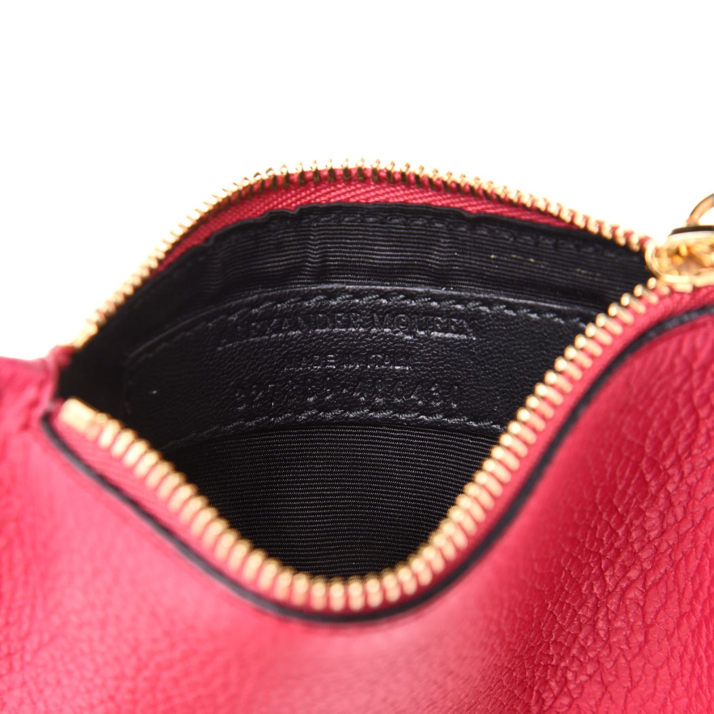 Calfskin Skull Zip Pouch Card Holder Fuchsia