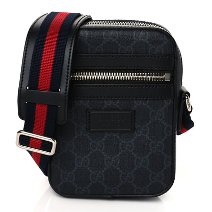 Gucci GG Supreme Monogram Appia Calfskin Web Small Camera Messenger Bag Black Grey 1 of 10