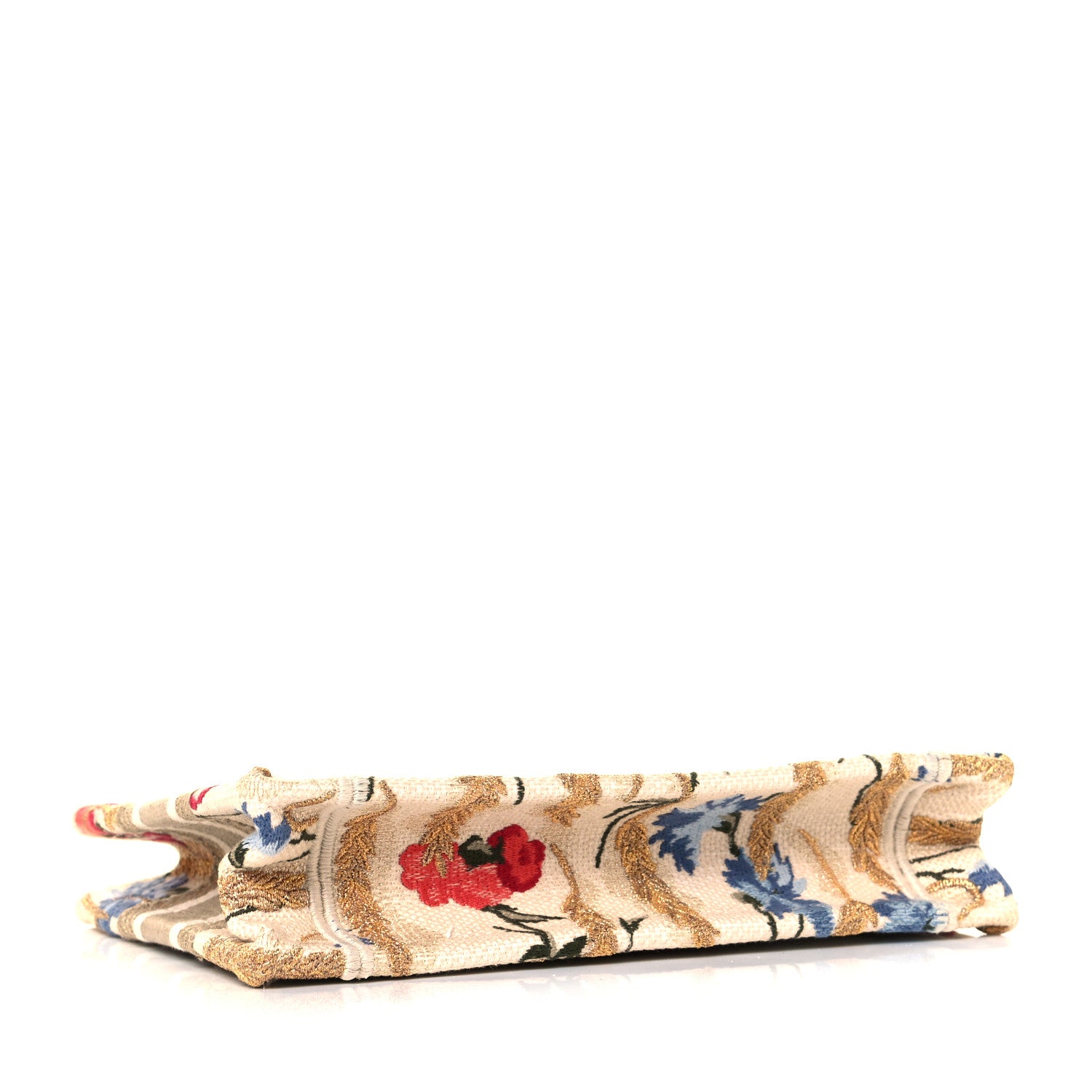 Christian Dior Canvas Embroidered Hibiscus Printed Mini Book Tote Beige Multicolor 4 of 9