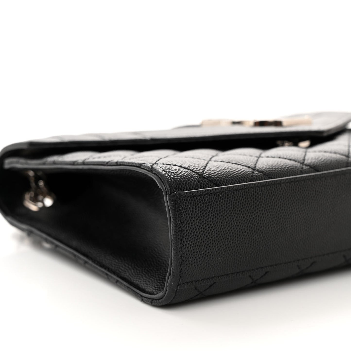 Grain De Poudre Textured Mixed Matelasse Triquilt Medium Monogram Satchel Black