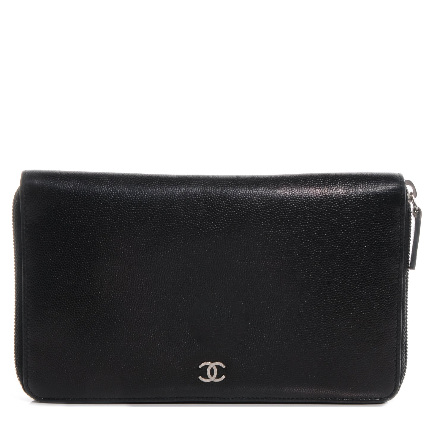 Caviar Sevruga Large Zip Around Wallet Black
