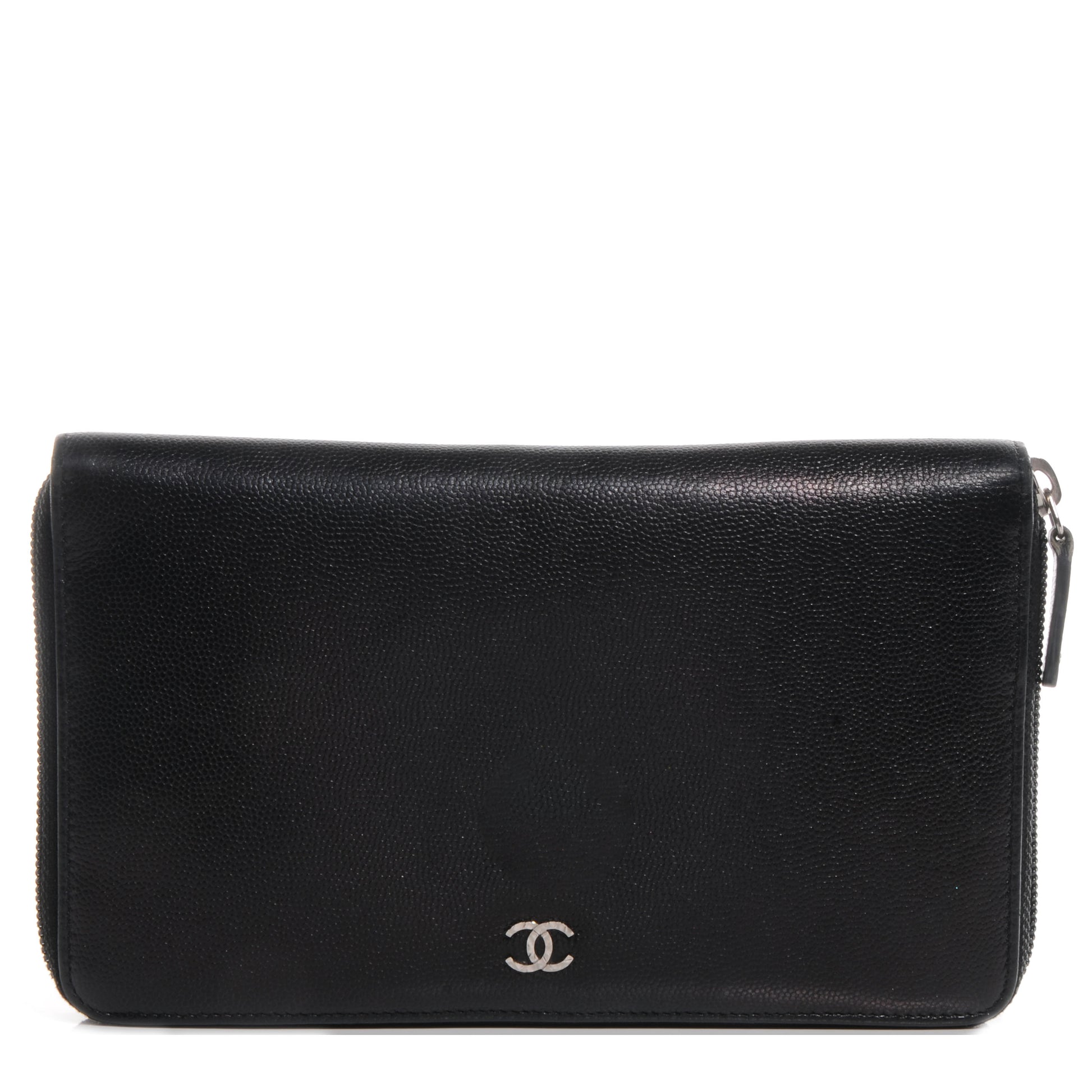 Chanel Caviar Sevruga Large Zip Around Wallet Black 1 of 9