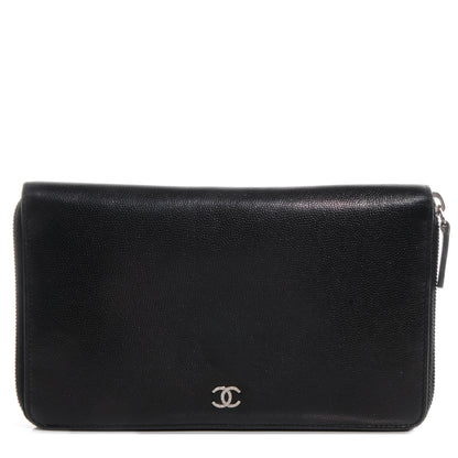 Chanel Caviar Sevruga Large Zip Around Wallet Black 1 of 9