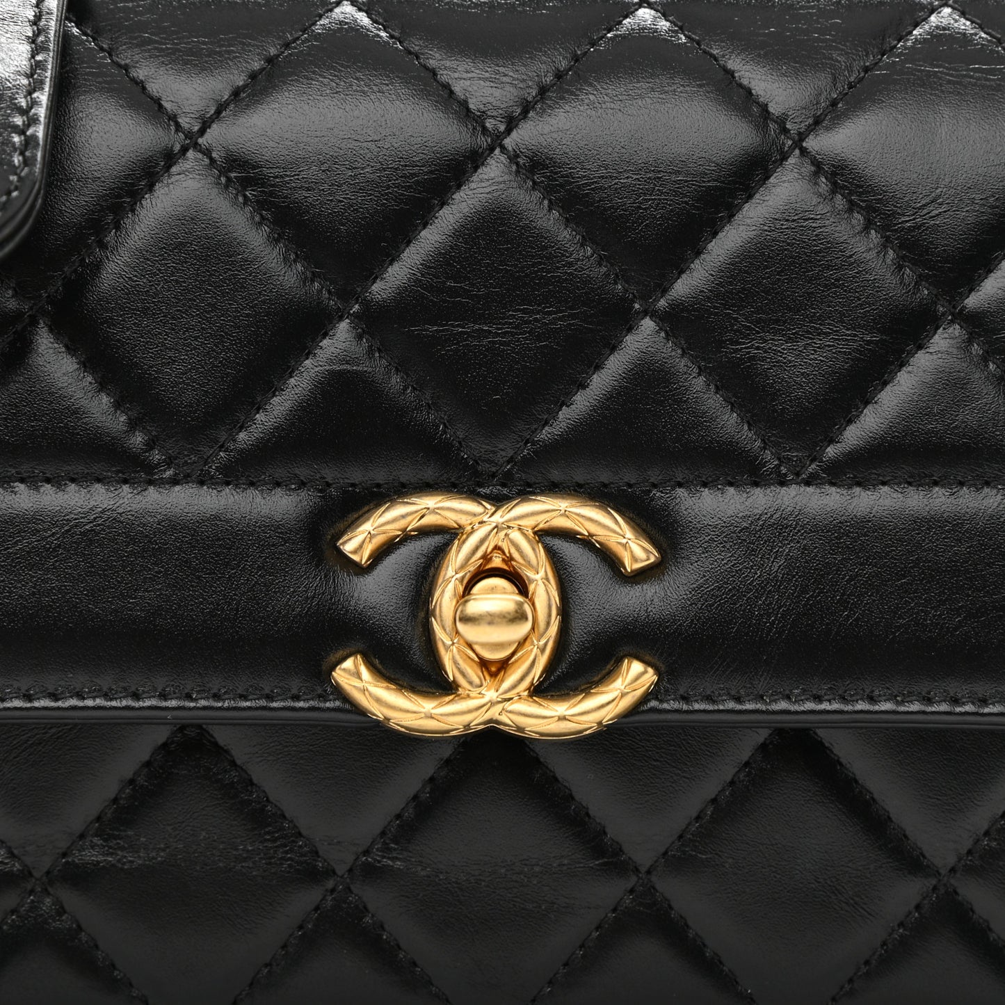 Calfskin Quilted Mini Coco Ring Flap Black