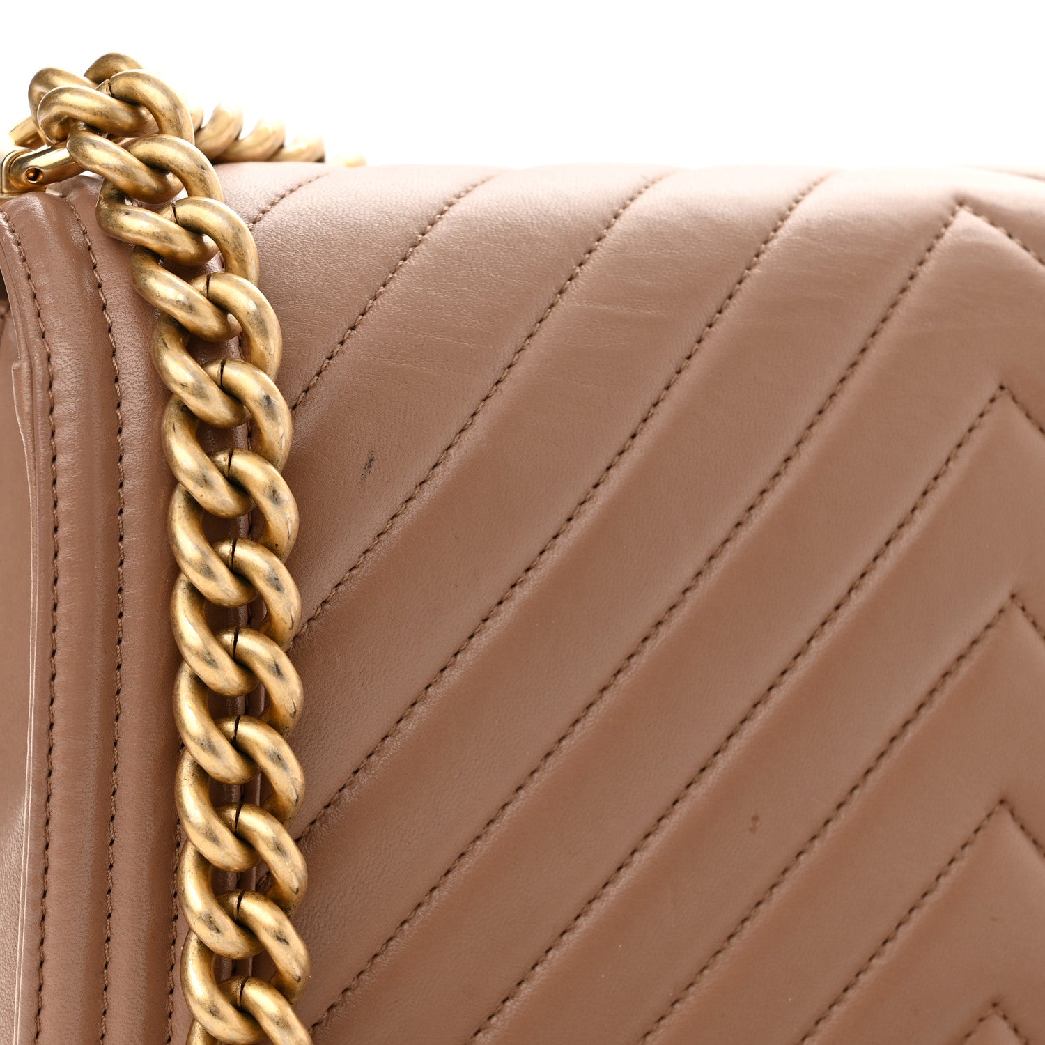 Chanel Calfskin Chevron Quilted New Medium Boy Flap Beige 13 of 15