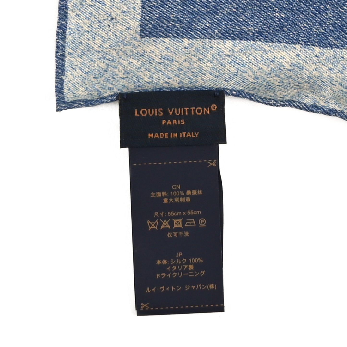 Silk Silhouette Denim Square Scarf 55 Blue Denim