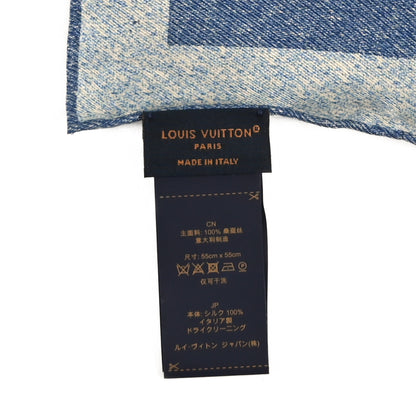 Louis Vuitton Silk Silhouette Denim Square Scarf 55 Blue Denim 3 of 3
