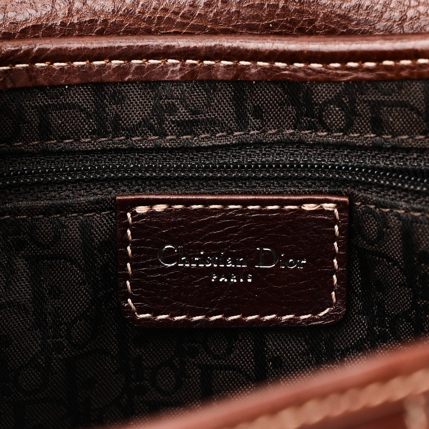 Calfskin Embroidered Romantic Flowers Saddle Bag Brown
