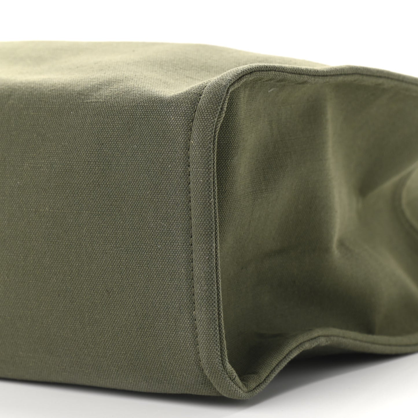 Canvas Calfskin Vertical Cabas Green