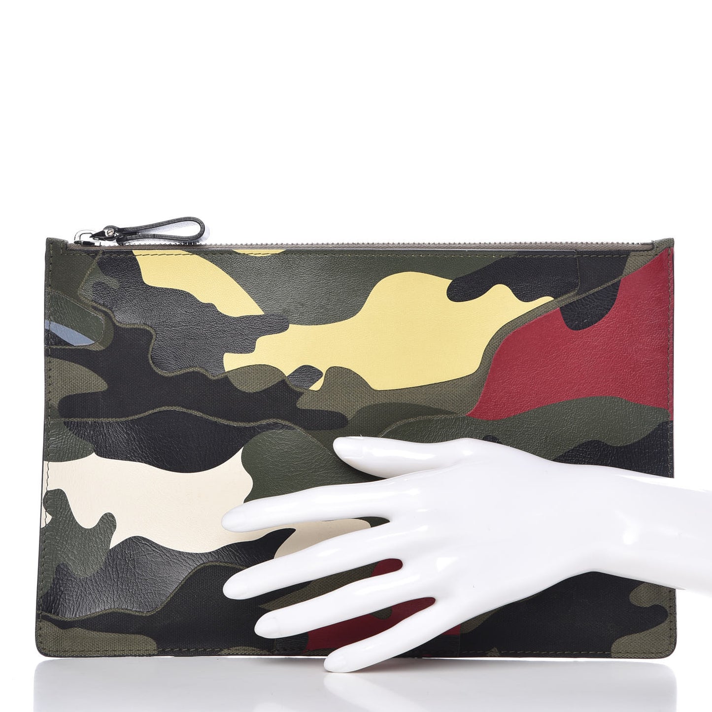Nappa Canvas Camouflage Zip Pouch Multicolor