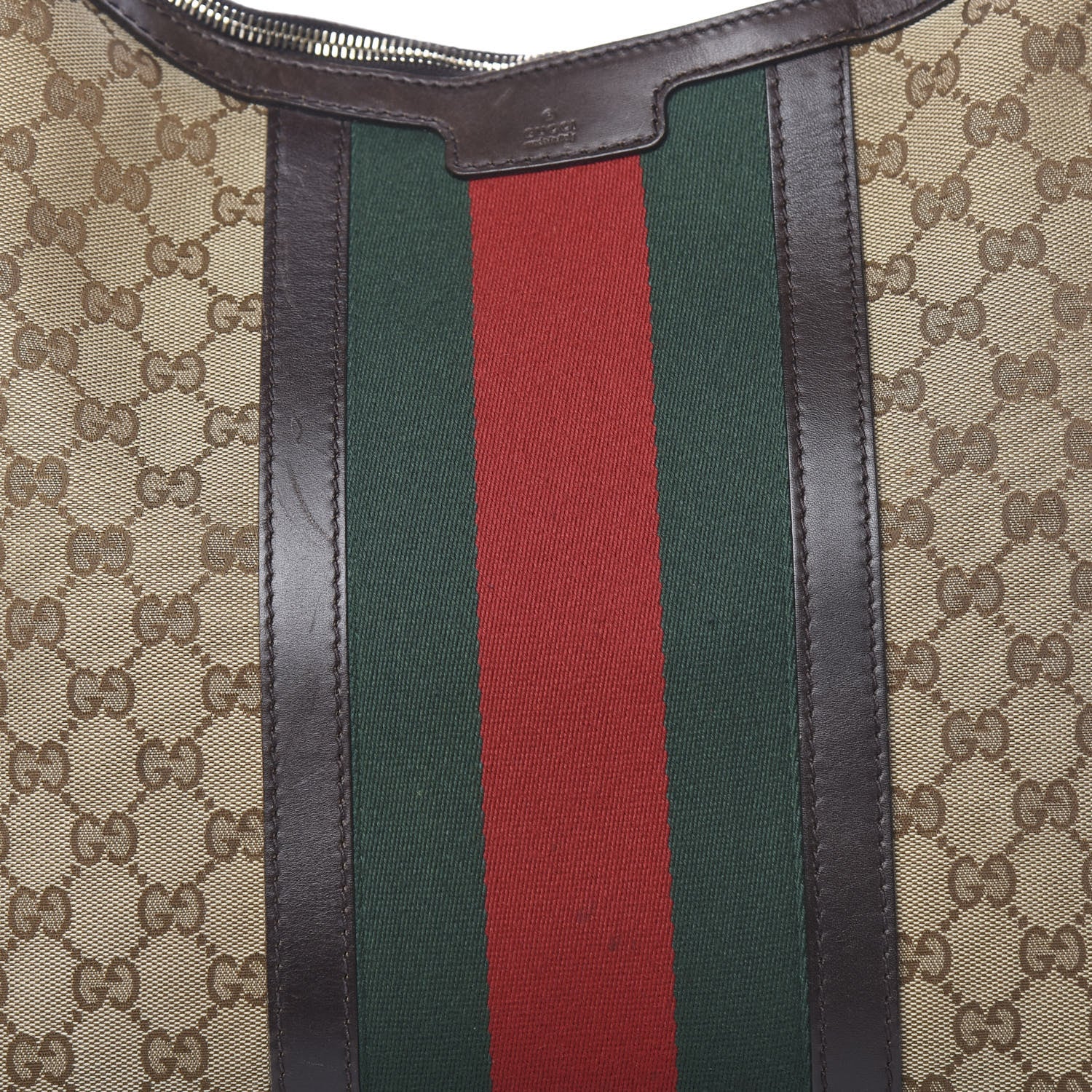 Gucci Monogram Vintage Web Medium Hobo Dark Brown 8 of 12