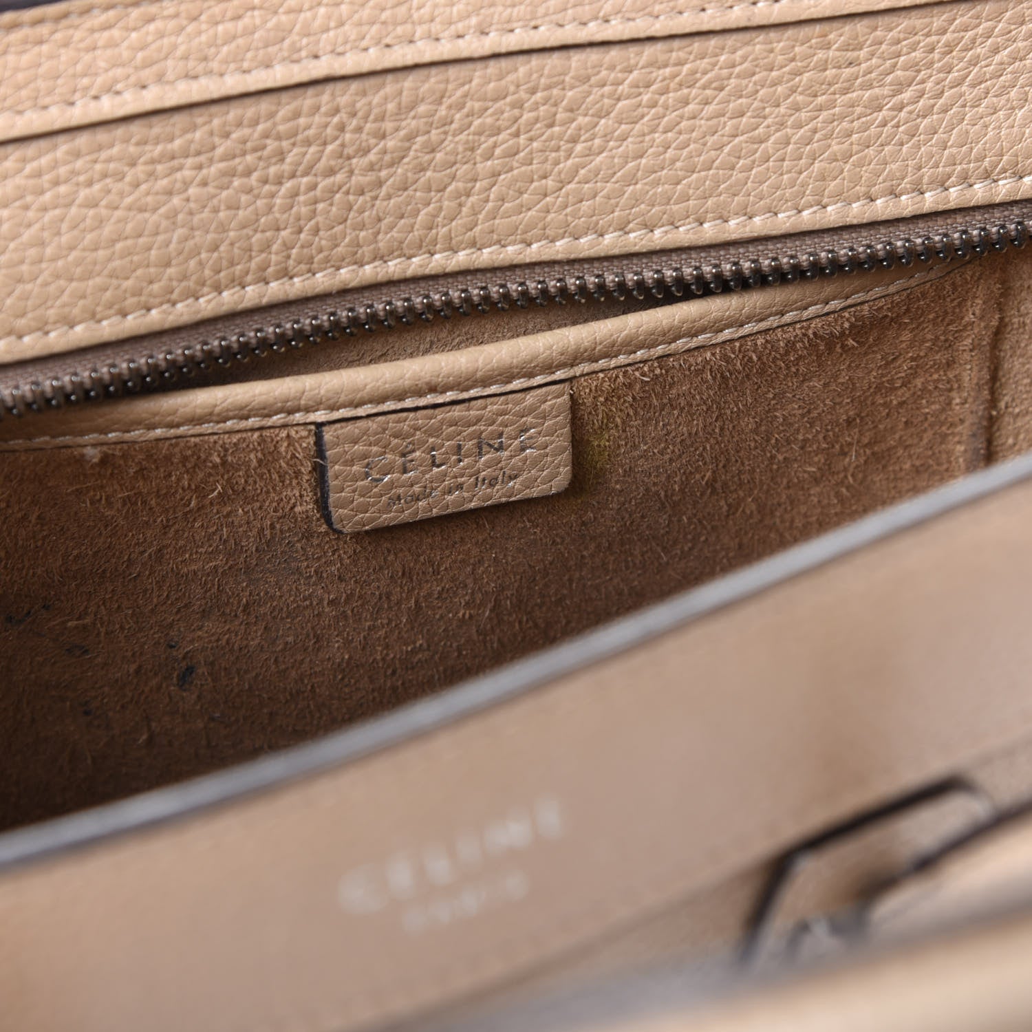 Celine Drummed Calfskin Nano Luggage Dune 9 of 12