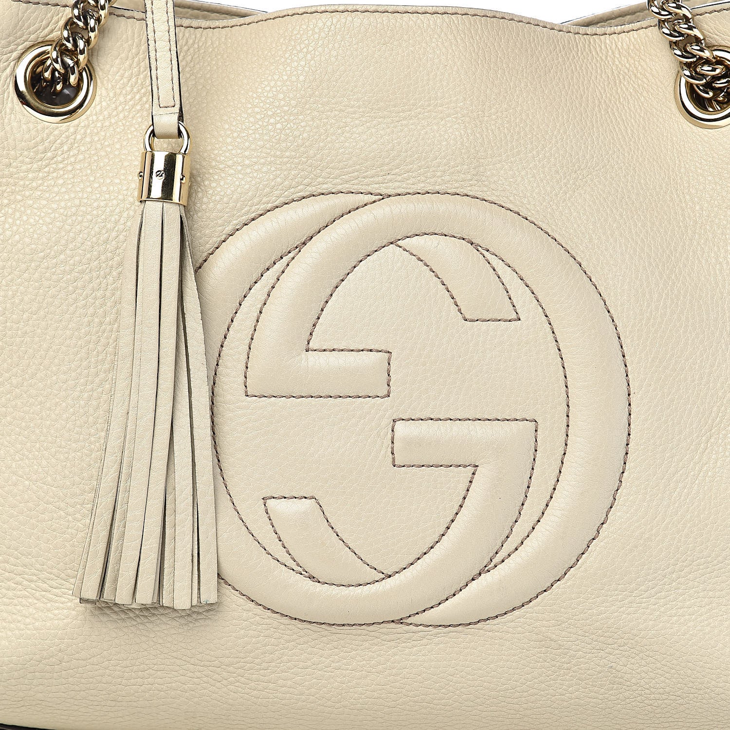 Gucci Pebbled Calfskin Medium Soho Chain Shoulder Bag Off White 18 of 18