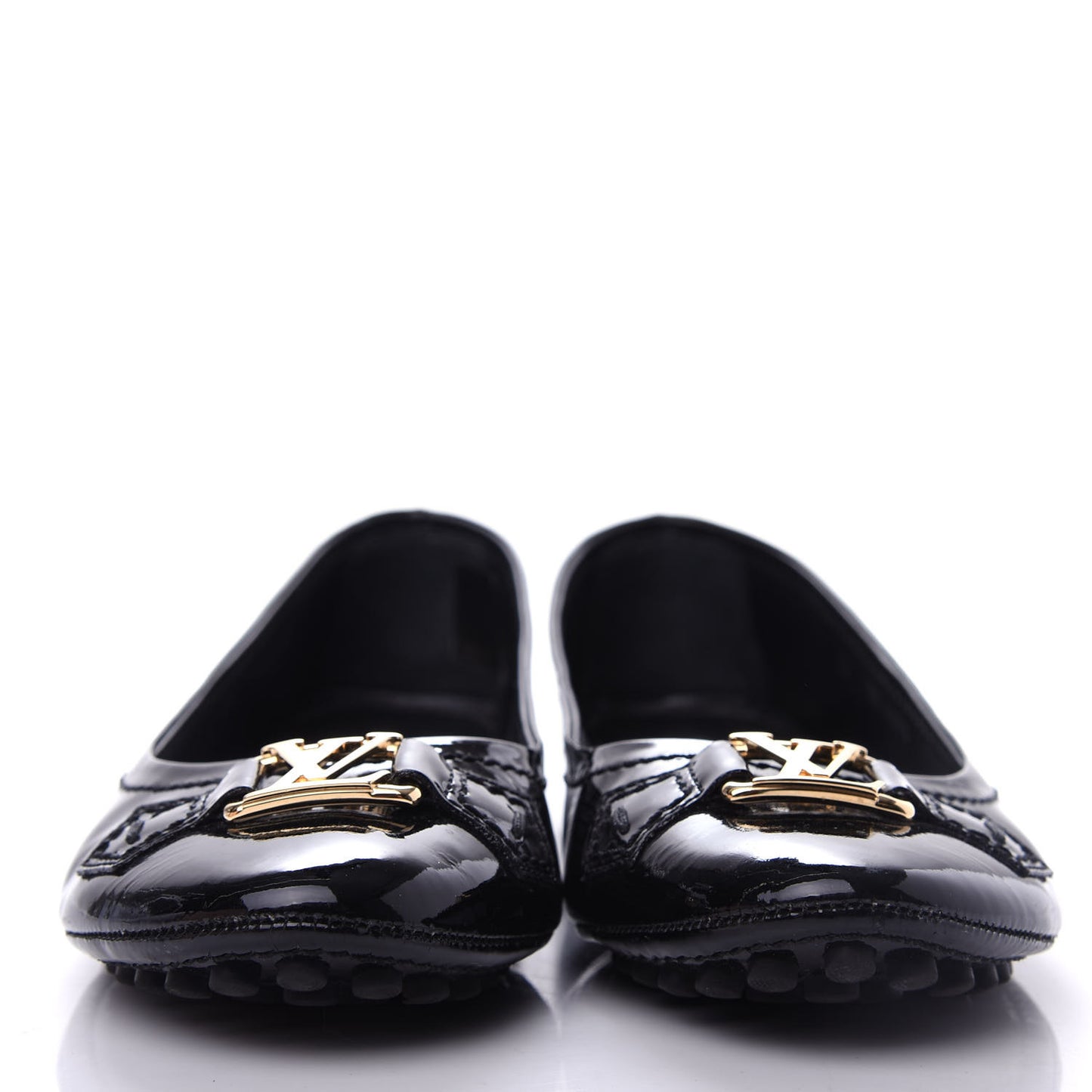 Patent Calfskin Oxford Ballerina Flats 39 Black