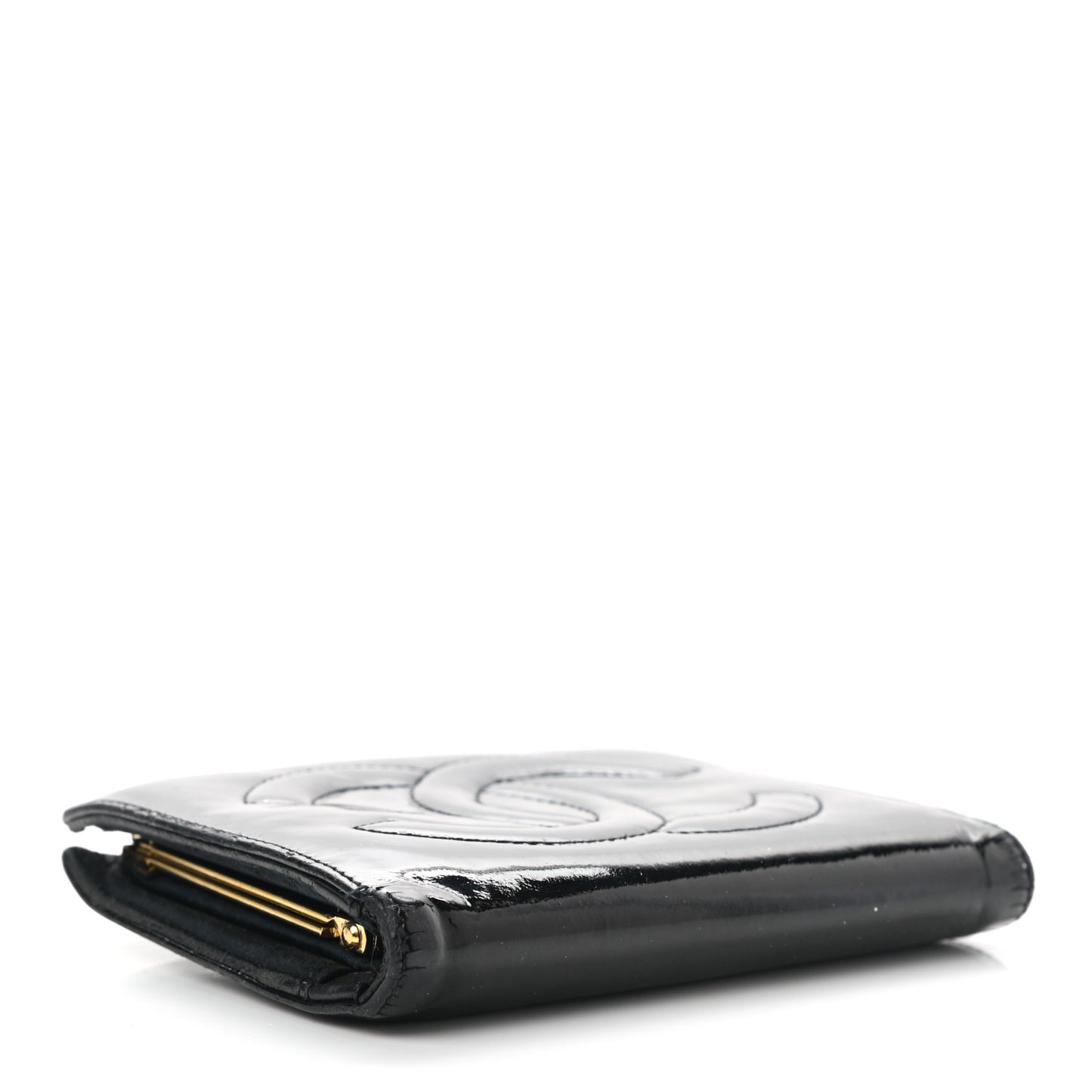 Patent Timeless CC Compact French Wallet Black