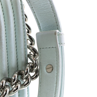 Chanel Iridescent Lambskin Chevron Quilted Medium Boy Flap Turquoise 26 of 27