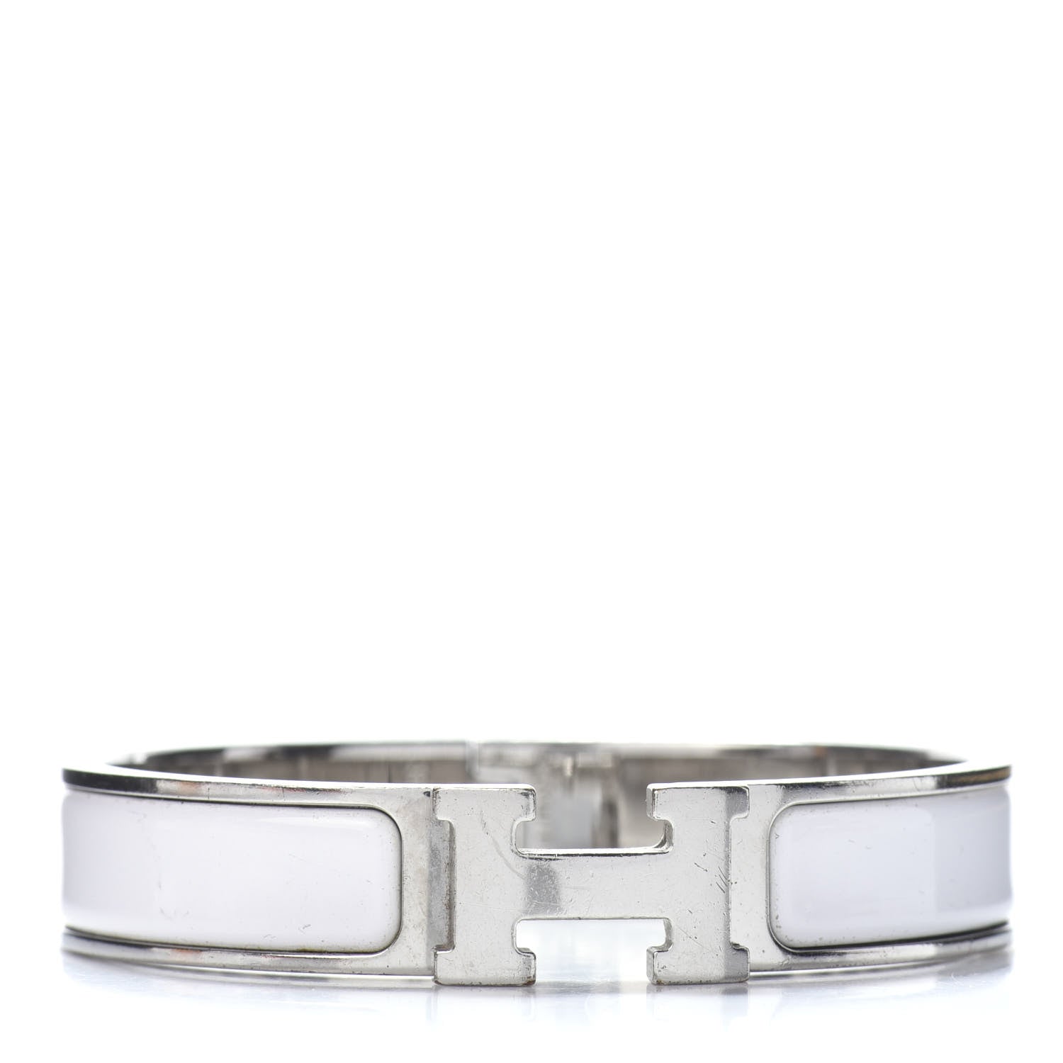 Hermes Enamel Narrow Clic Clac H Bracelet GM White 1 of 4
