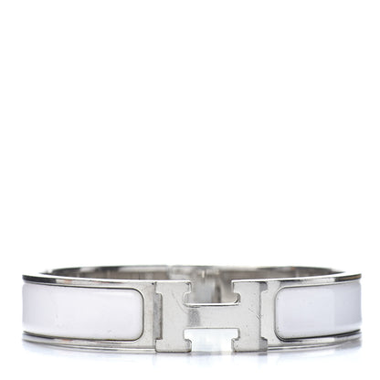 Hermes Enamel Narrow Clic Clac H Bracelet GM White 1 of 4