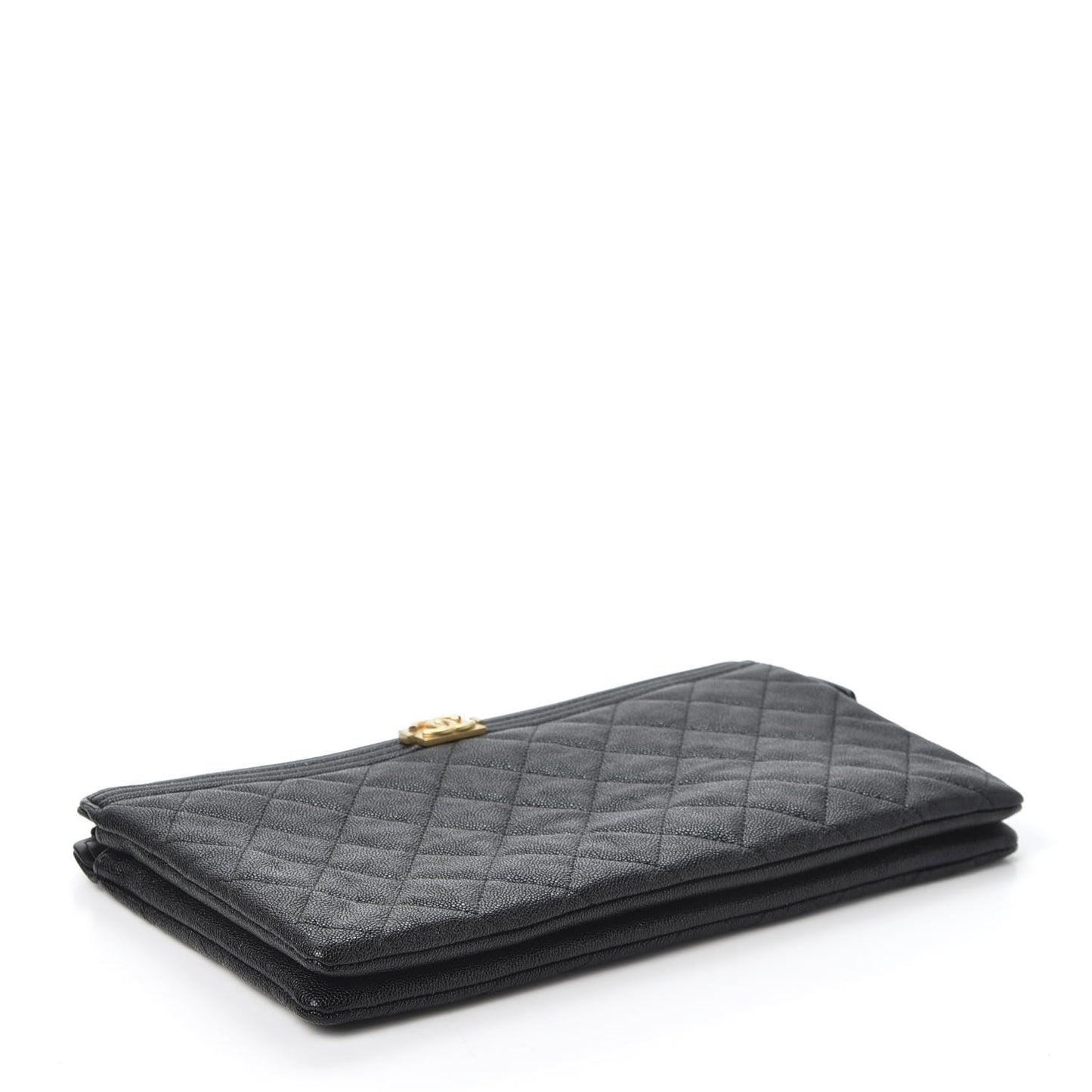 Caviar Quilted Small Zipped Boy Pouch Black