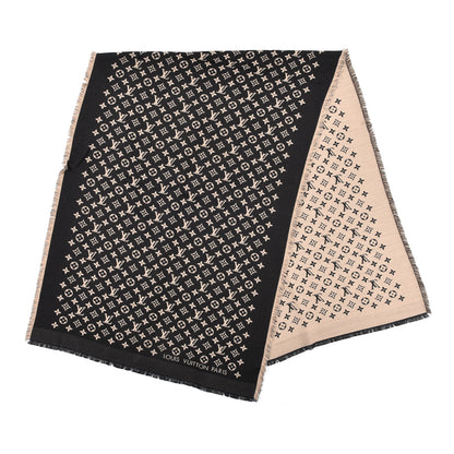 Louis Vuitton Wool Monogram Classic Scarf Black Beige 2 of 4