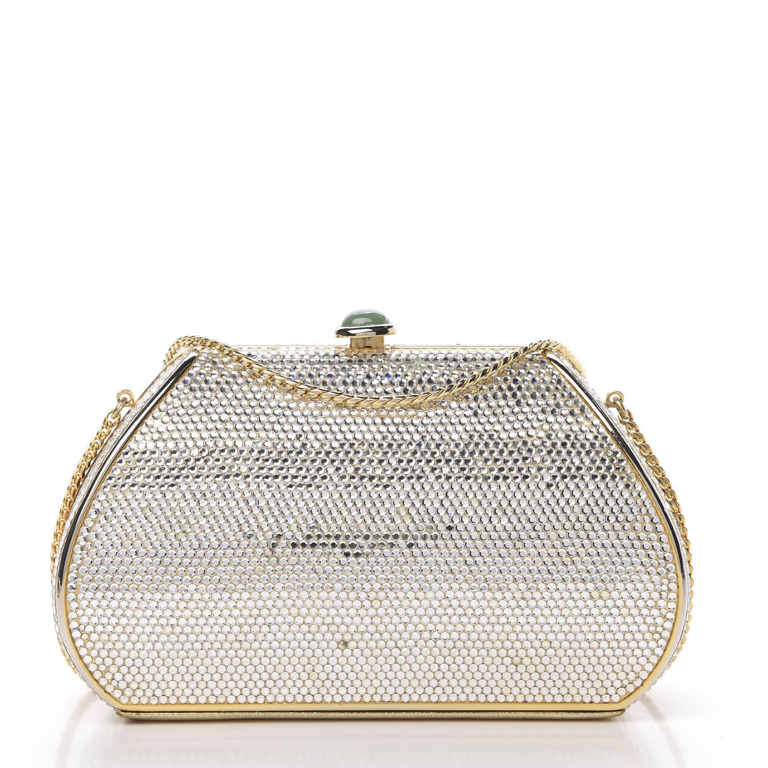 Judith Leiber Swarovski Crystal Minaudiere Clutch Gold Silver 3 of 19
