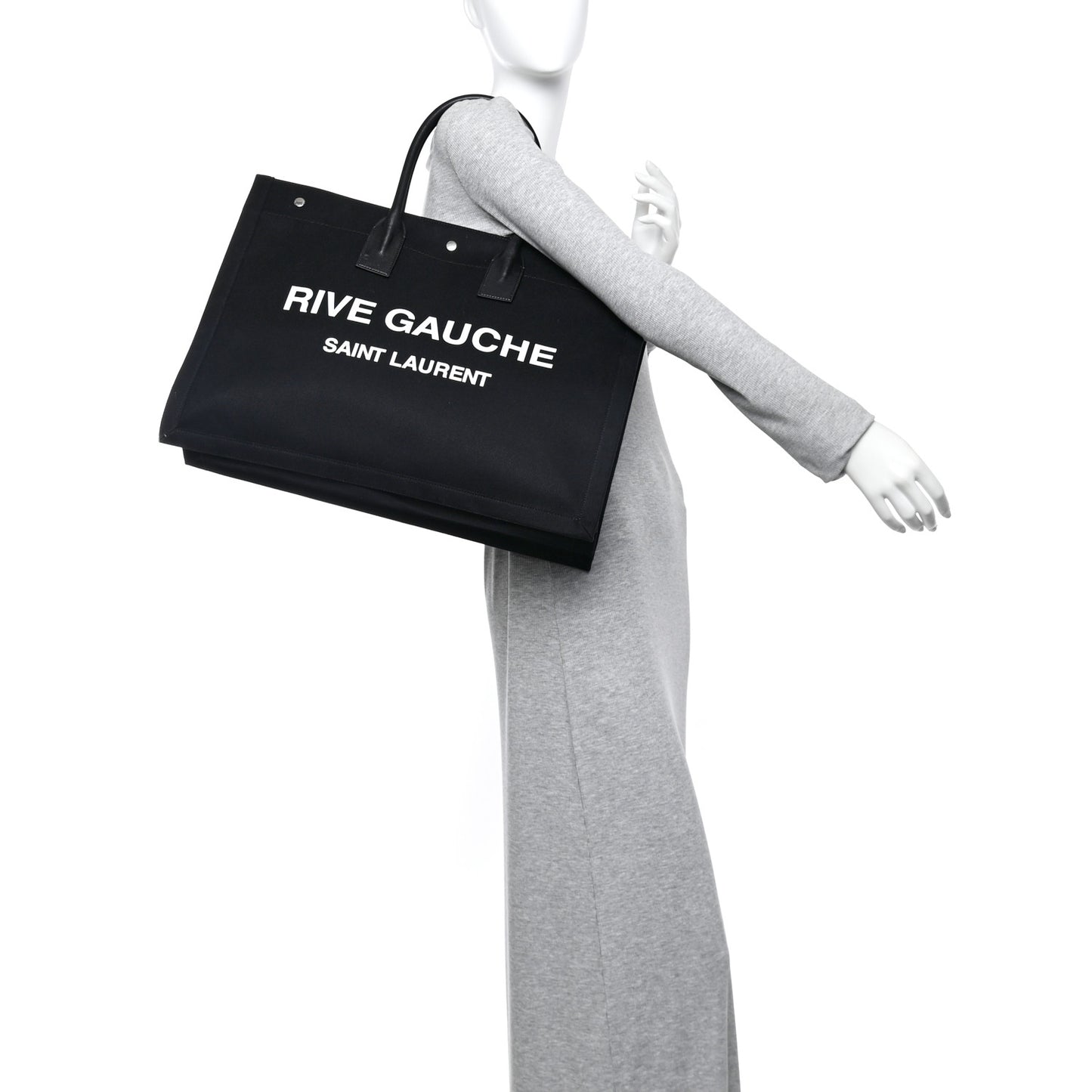 Linen Calfskin Rive Gauche Tote Black