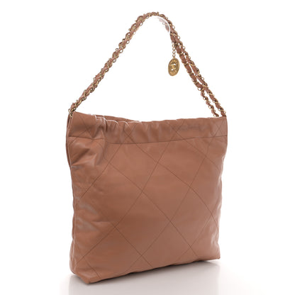 Chanel Shiny Calfskin Quilted Small Chanel 22 Camel 4 of 11