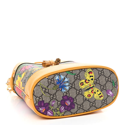 Gucci GG Supreme Monogram Flora Small Ophidia Bucket Bag Beige Multicolor Crop 3 of 4