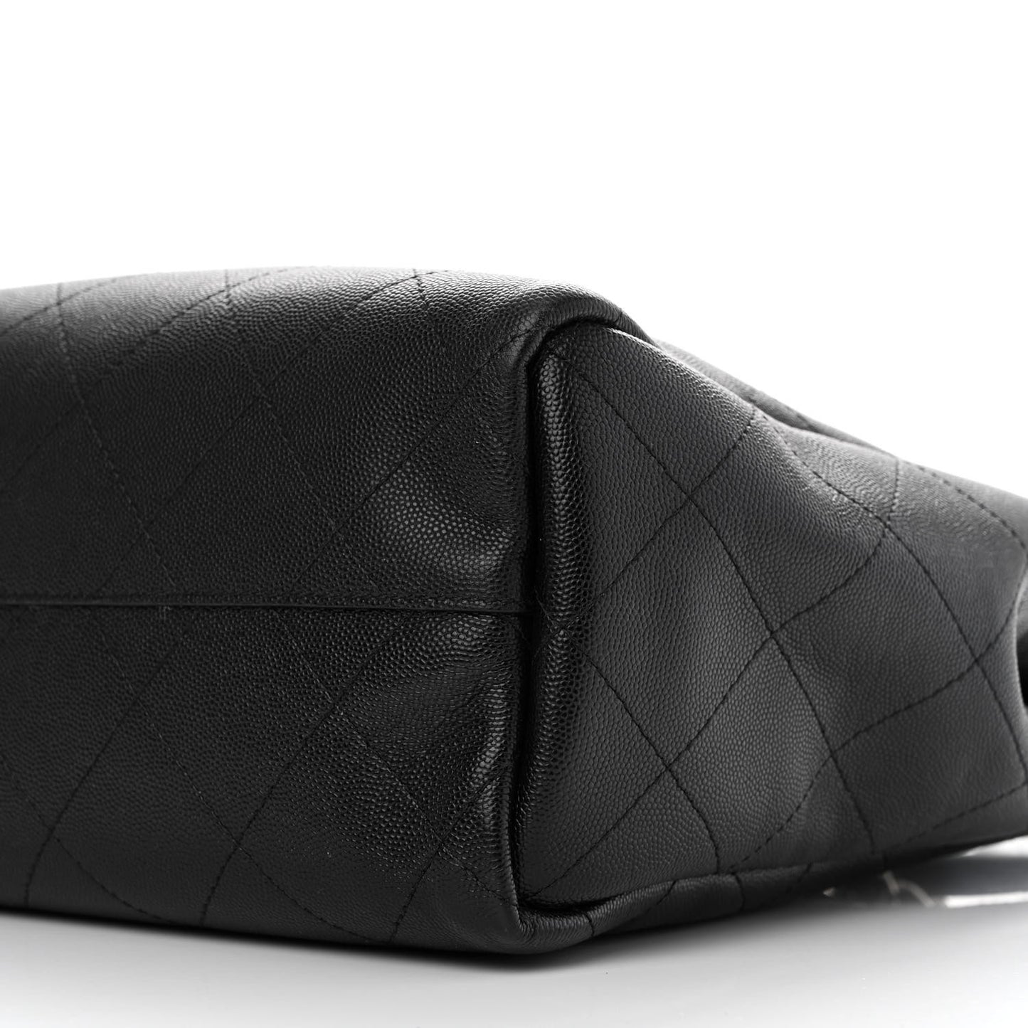 Caviar Stitched Medium Lady Coco Shopping Tote Black