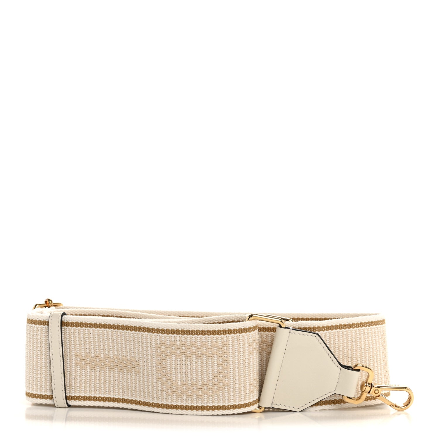 Fendi Cannete Ribbon Poly Vitello Century Logo Adjustable Strap You White Garza Ecru 1 of 6