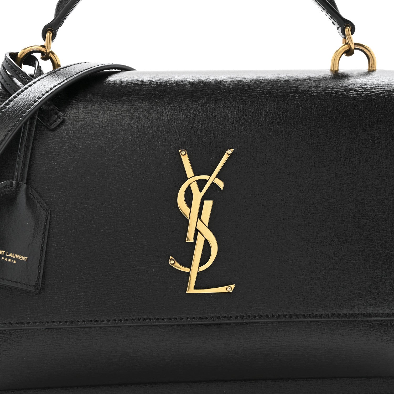 Saint Laurent Smooth Calfskin Medium Monogram Sunset Satchel Black 7 of 10