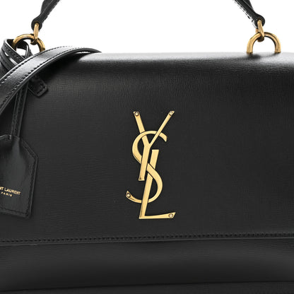 Saint Laurent Smooth Calfskin Medium Monogram Sunset Satchel Black 7 of 10