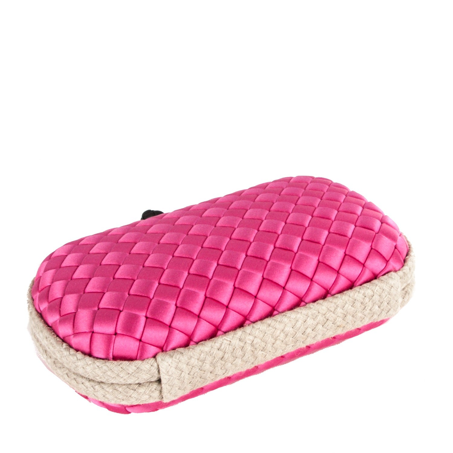 Bottega Veneta Satin Intreccio Impero Knot Clutch Rosa Shock 4 of 6