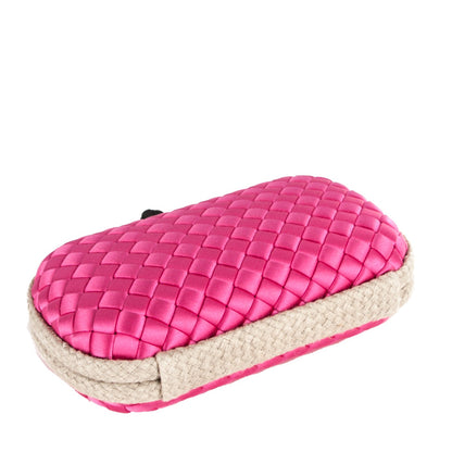 Bottega Veneta Satin Intreccio Impero Knot Clutch Rosa Shock 4 of 6