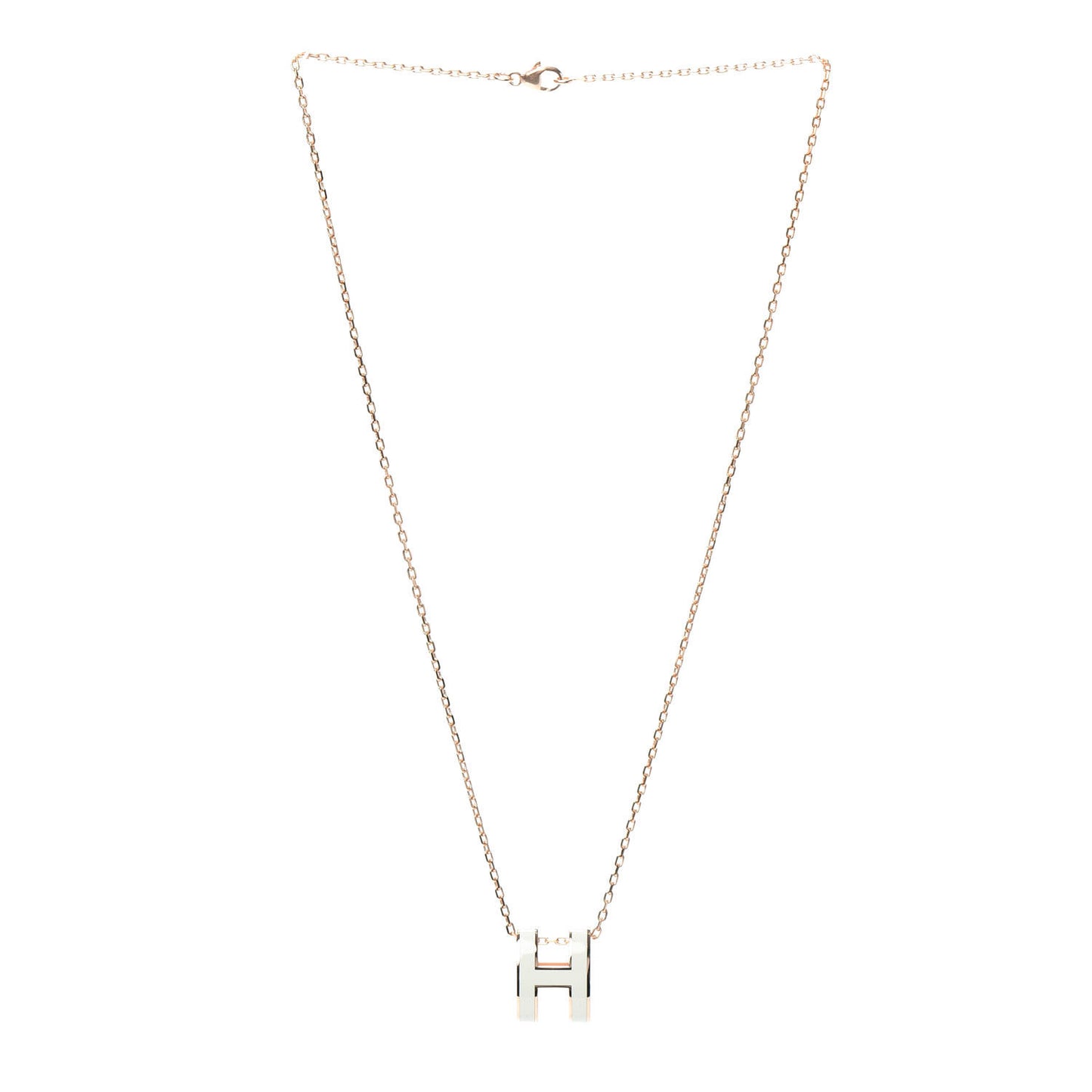 Lacquered Rose Gold Pop H Pendant Necklace White