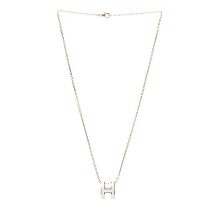 Hermes Lacquered Rose Gold Pop H Pendant Necklace White 3 of 4