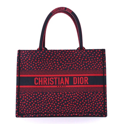 Christian Dior Canvas Embroidered Pop Heart I Love Paris Medium Book Tote Red Multicolor 1 of 12