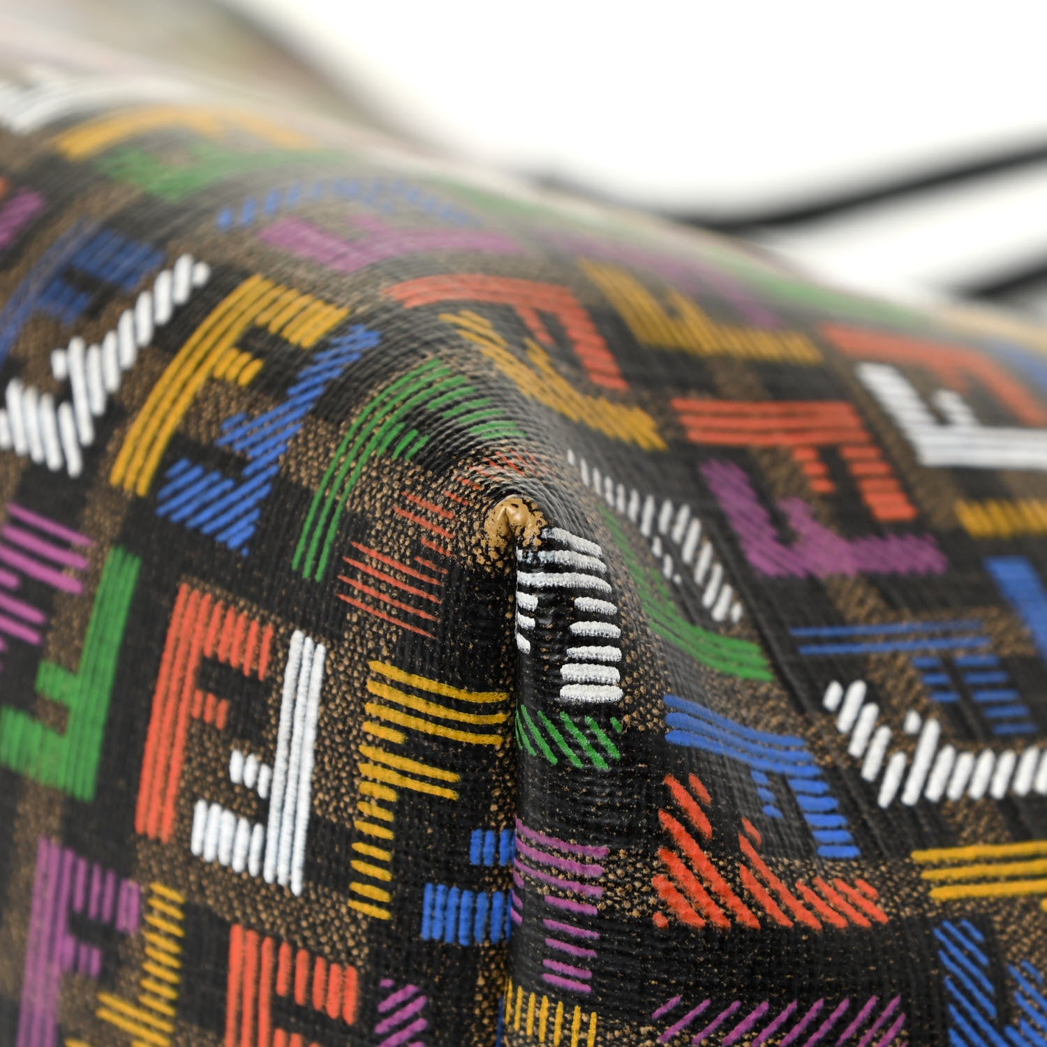 Fendi Zucca Spalmati Patent Zucchino Screen Print Medium Roll Tote Tobacco Multicolor Black 12 of 15