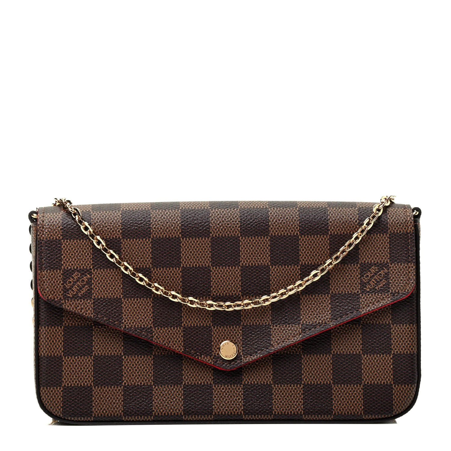 Louis Vuitton Damier Ebene Pochette Felicie Chain Wallet 1 of 5