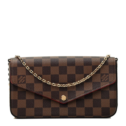 Louis Vuitton Damier Ebene Pochette Felicie Chain Wallet 1 of 5