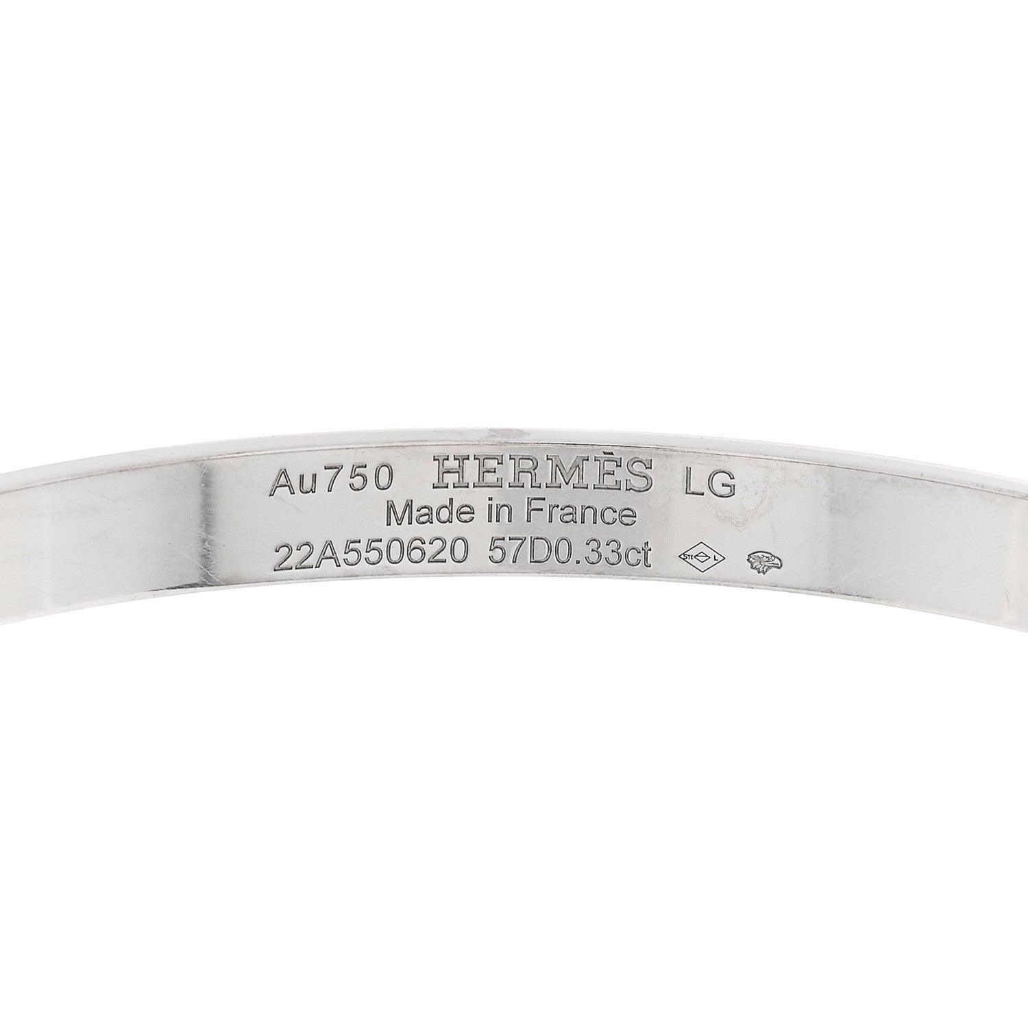 Hermes 18K White Gold Diamond PM Kelly Pave Bracelet LG 3 of 4