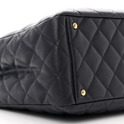 Chanel Caviar Quilted Small Shopping Tote Navy Blue 10 of 11