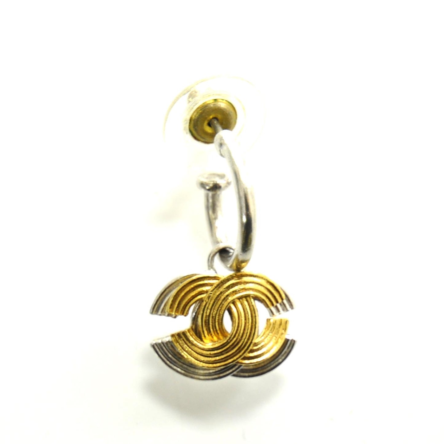 Metal CC Hoop Earrings Silver Gold
