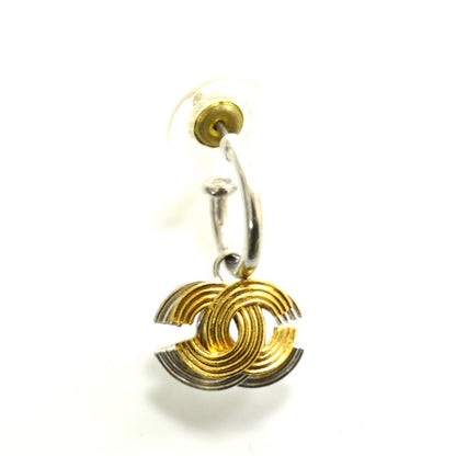 Chanel Metal CC Hoop Earrings Silver Gold 3 of 6