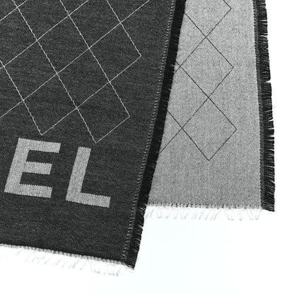 Chanel Cashmere Silk Quilted CC Logo Stole Black 4 of 4
