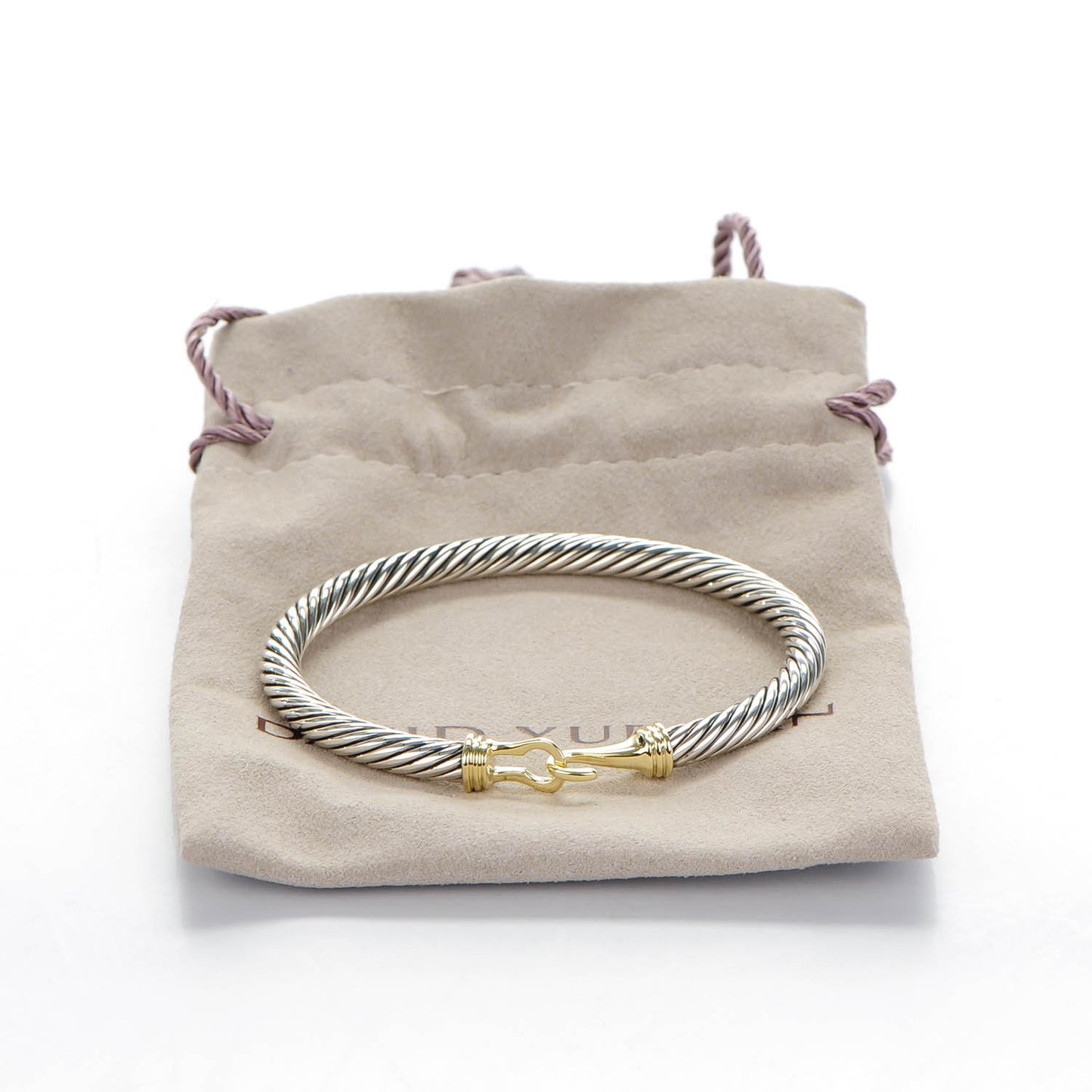 Sterling Silver 14K Yellow Gold 5mm Cable Classic Buckle Bracelet