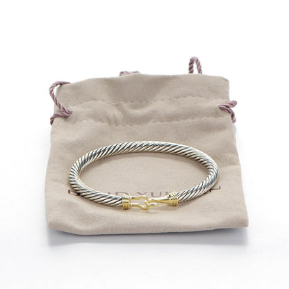 David Yurman Sterling Silver 14K Yellow Gold 5mm Cable Classic Buckle Bracelet 5 of 5